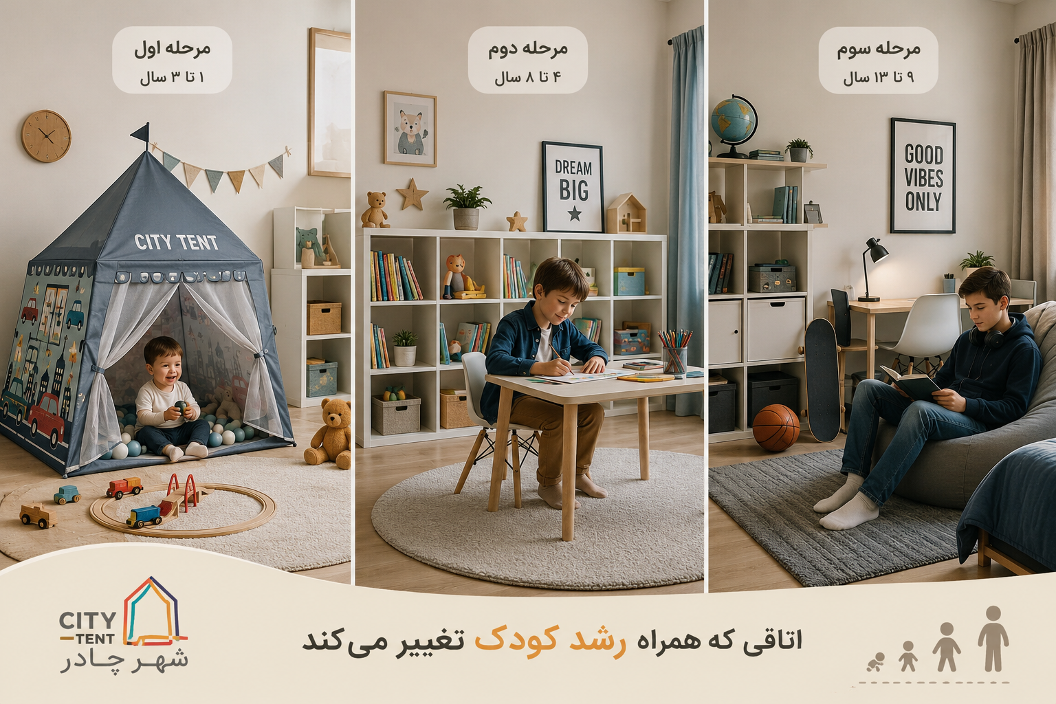 اتاق کودک که همراه رشد کودک تغییر می کند